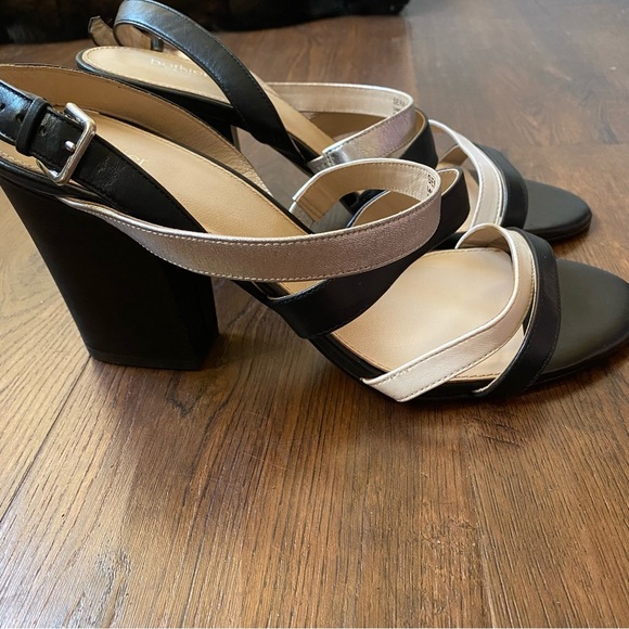 Botkier Sera Caged Black Leather Chunky Edgy Strappy Slingback Sandal Heel SZ 11 - Picture 6 of 14
